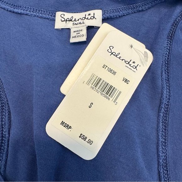 NWT Splendid Royal Blue Ruched Racerback Classic Swing Tank Top Size Small - Picture 5 of 6